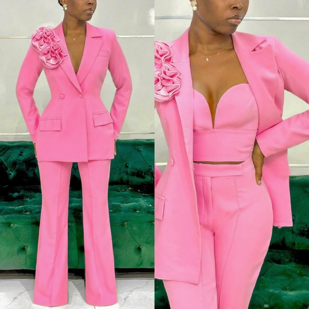 Women'S Formal Jackets To Wear With Dresses - Customized Pink Women Pants Sets Designer