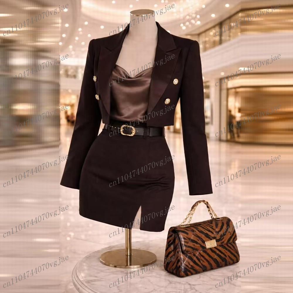 Blazer Set Women Formal - Dark Brown Formal New Blazer And