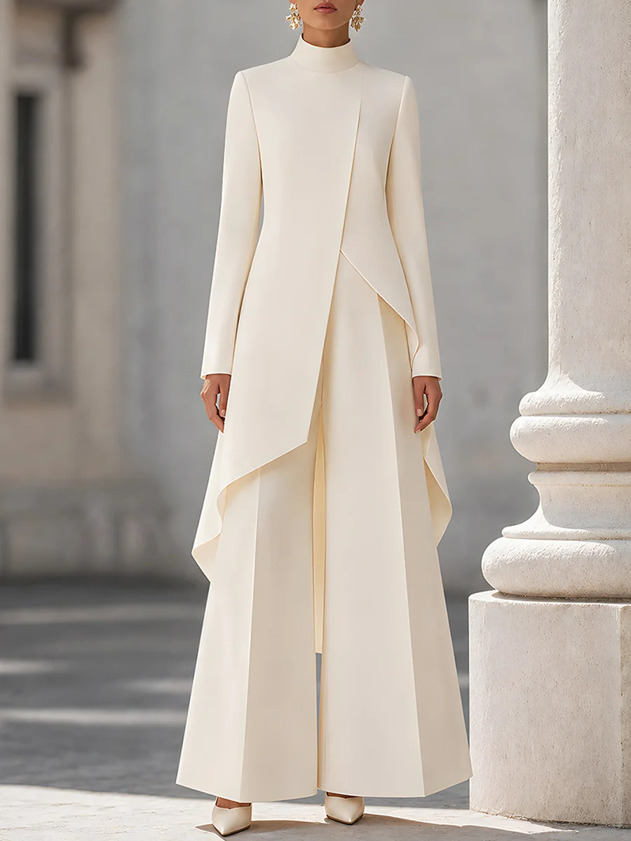 Female Formal Wear - Women Two Piece Outfit Mock Neck