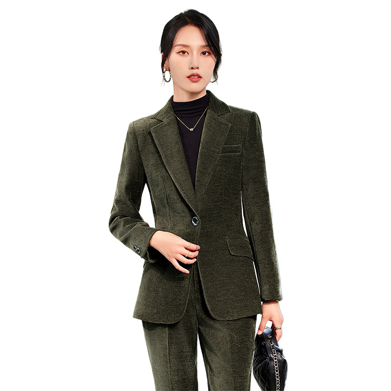 2024 Autumn New Corduroy Elega - Women'S Green Formal Wear review and price