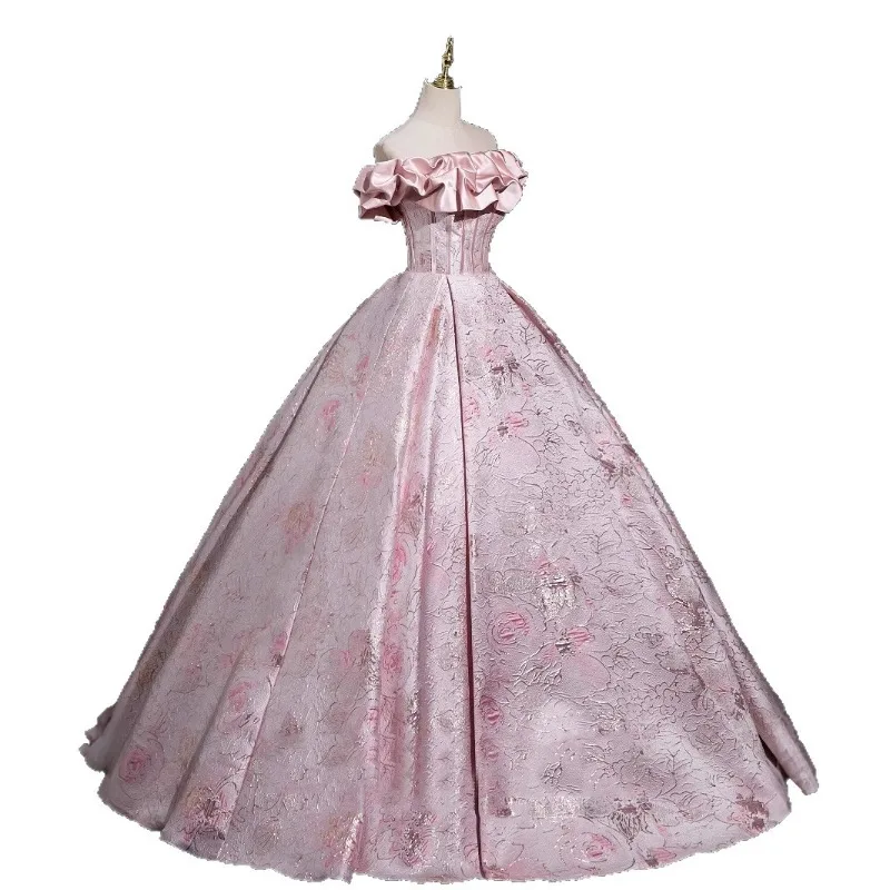 Elegant Pink Off-the-Shoulder  - Victorian Women'S Formal Wear review and price