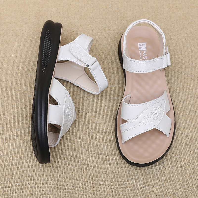 Black Leather T-Strap Peep Toe - Formal Women Daily Wear Sandals review and price