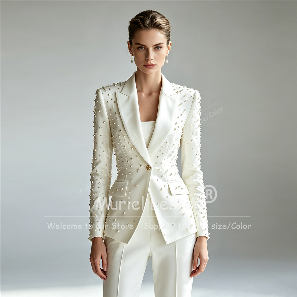 Elegant Pearls Beading Suits W - Blazer Set Women Formal review and price
