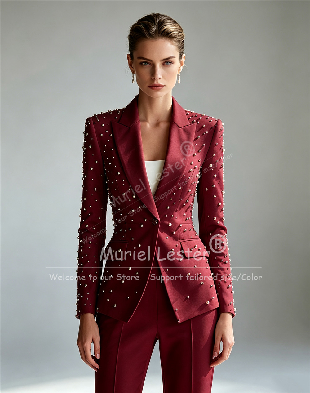 Elegant Pearls Beading Suits W - Blazer Set Women Formal review and price