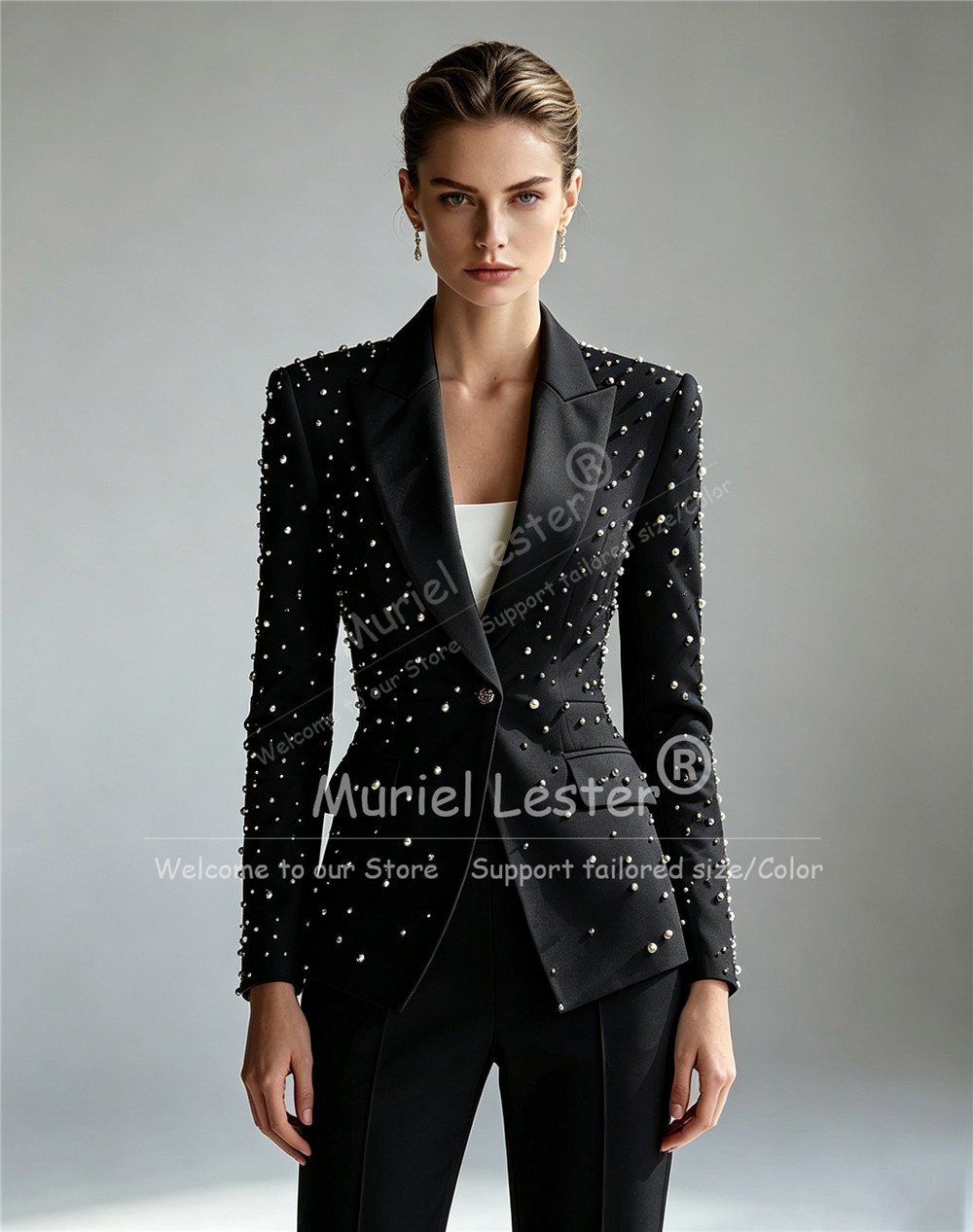 Elegant Pearls Beading Suits W - Blazer Set Women Formal review and price