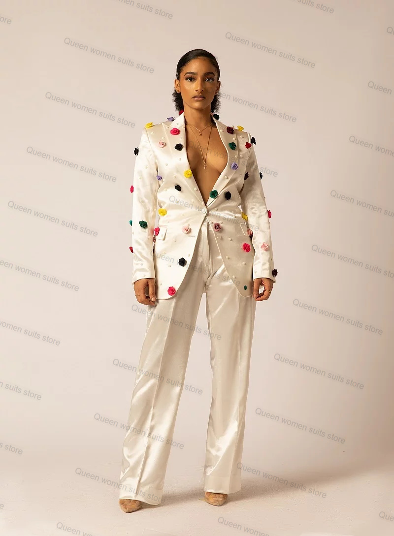 Off White Satin Women Suit Set - Women'S Formal Jackets To Wear With Dresses review and price