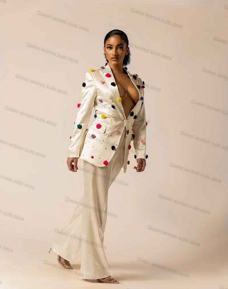 Off White Satin Women Suit Set - Women'S Formal Jackets To Wear With Dresses review and price