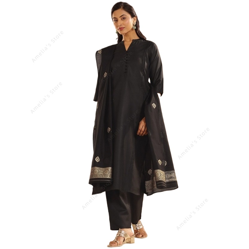 Women's Black Jacquard Kurta P - Women Formal Wear Ethnic review and price