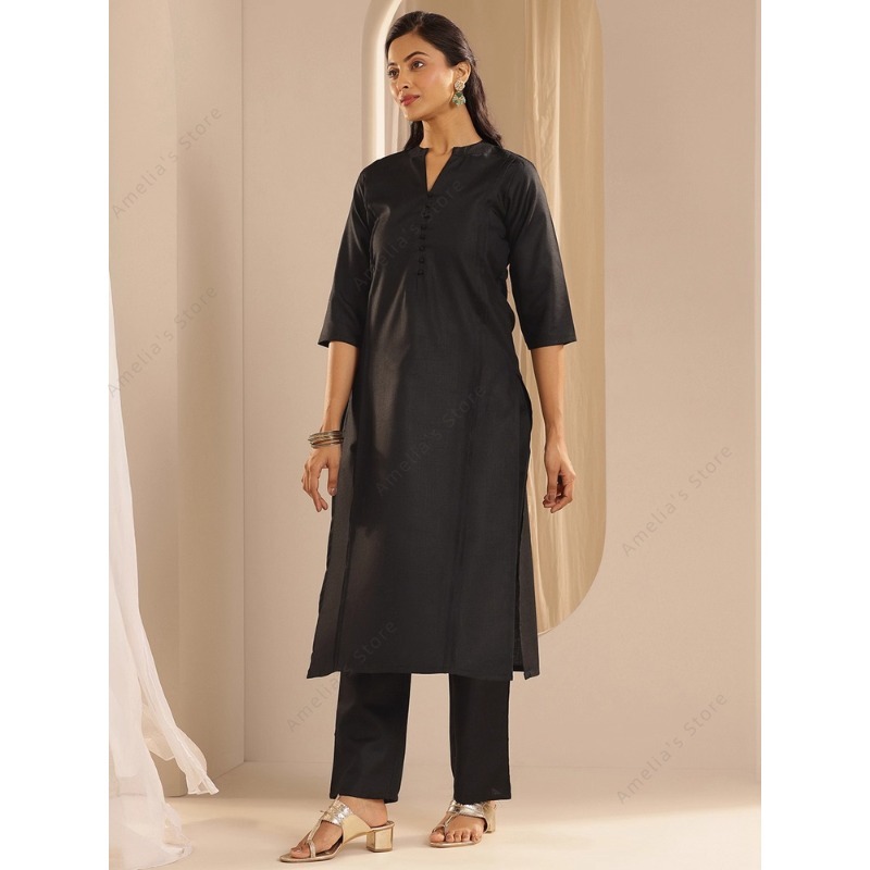 Women's Black Jacquard Kurta P - Women Formal Wear Ethnic review and price