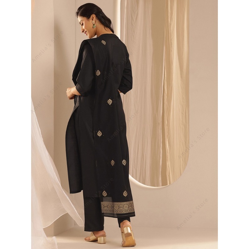Women's Black Jacquard Kurta P - Women Formal Wear Ethnic review and price
